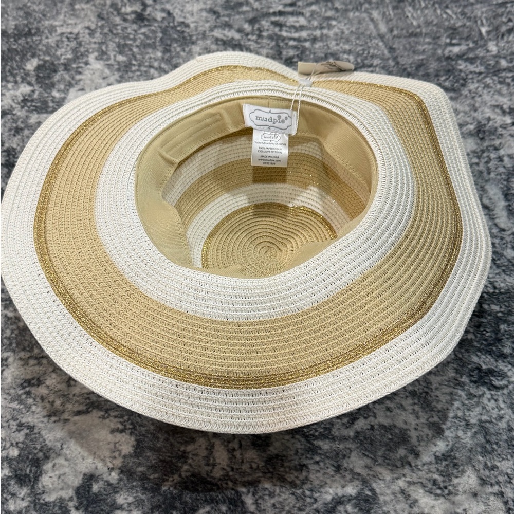 NEW Mud Pie Adjustable Wide Brim Woven Sun Hat - Picture 4 of 5